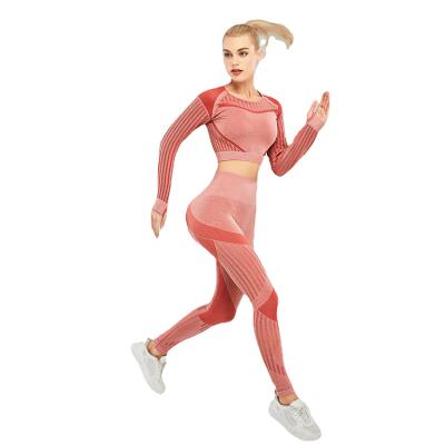 China China Manufacturer Breathable New Fashion Long Sleeves Yoga Sets Durable Breathable Quick Dry Pants Seamless Yoga Set for sale