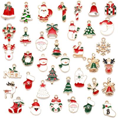 China 38 Pieces Mixed Nickel Free Christmas Oil Series Earring, Bracelet, Pendant, DIY Accessories, Santa Bell Pendant for sale