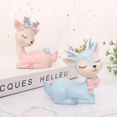 China All Resin Gnome Statue Garden Decor Craft Decorations Cute Chirstmas Gift Resin Deer Deer Statue In Sculpture for sale