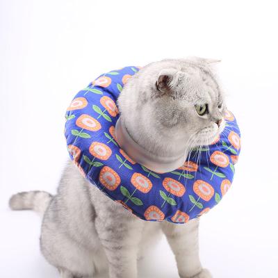 China Lights Cartoon Printed Pet Collar Elizabethan Soft Cotton Adjustable E-Collar Prevent Bite Neck Ring Protection Collar for sale