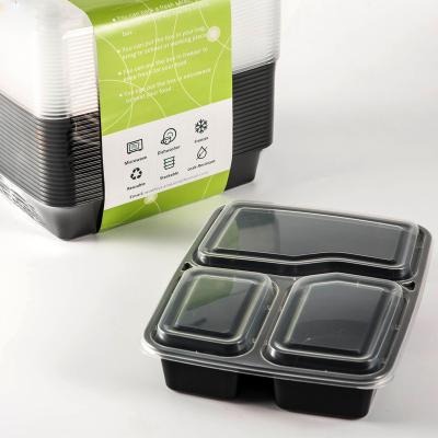 China Microwavable Custom Design OEM Prepa 32oz 3 Compartment Meal Prep Food Containers [20 Packets] With Lids Bento Box for sale