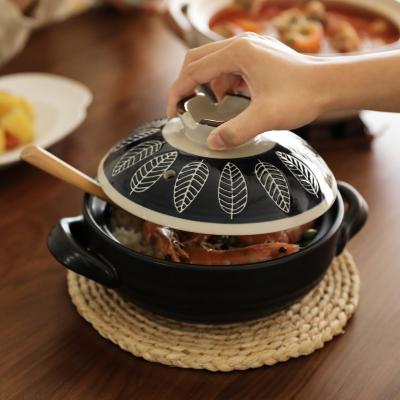 China Sustainable Kitchen Cookware Sets Ceramic Round Non-Stick Casserol Japanese With Cover Dishes Lids 3323 for sale