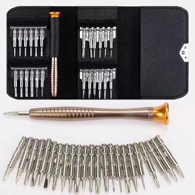 China Multi-Used Leather Case 25 Key Screwdriver in 1 Multitool Kit Hand Tools For Phone Watch Tablet Torx Screwdriver Set Mobile Phone Repair Tool for sale