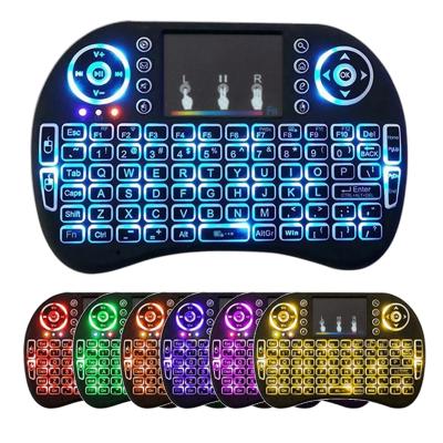 China Wireless 2020 Colorful Backlit Mini Keyboard i8 Mini Wireless Keyboard for TV Smart Keyboard Air Wireless Mouse with 7 Colors Backlight for sale