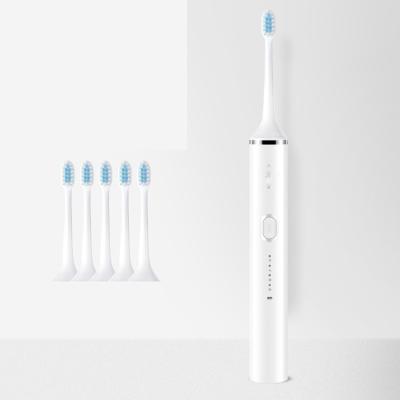 China Sonic Electric Vibrating Toothbrush waterproof solid white, with 5 brush heads, 252*26*26mm rechargeable for sale