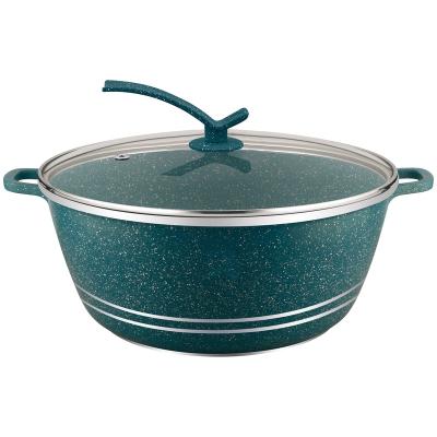 China Large 40 cm casserole dish sustainable colorful aluminum casserole dish cookware with glass lid for sale