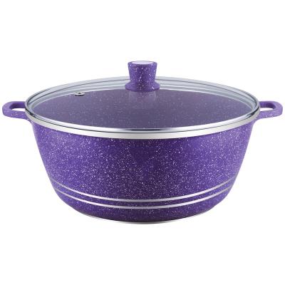 China Large 40 cm casserole dish sustainable colorful aluminum casserole dish cookware with glass lid for sale