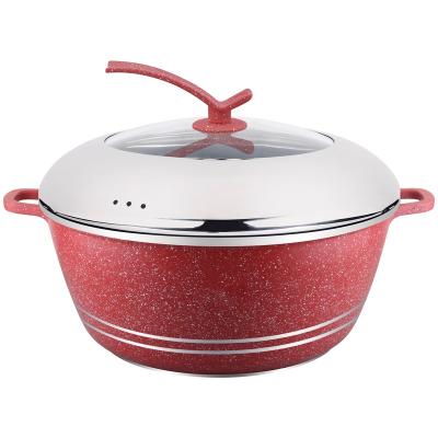 China Large 40 cm casserole dish sustainable colorful aluminum casserole dish cookware with SS glass cover for sale