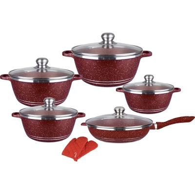 China Sustainable 12 pcs die cast aluminum non-stick cookware casserole set with colorful painting for sale