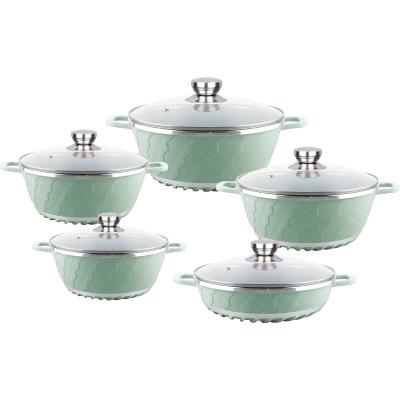 China 10pcs Sustainable Cookware Sets Aluminum Ceramic Die Cast Iron Best Selling New Style for sale