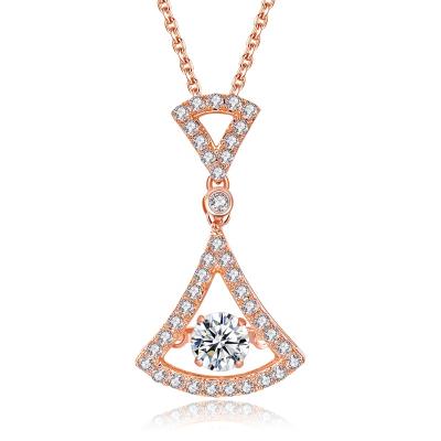 China FASHIONABLE Luxury Fan Shape Women Solid Pendant Girls Wedding Engagement Gift Zircon Leaf Necklace for sale