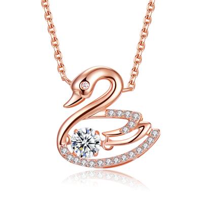 China Hot Selling 2021 New Fashion Trendy Wholesale Zircon 925 Shining Swan Sterling Design Pendant Necklaces for sale