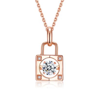 China Rose Gold Inlay Micro Zircon Lock Shape Necklace Chain Heart-Shaped Stainless Steel TRENDY Jewelry Necklace Clip Zircon for sale