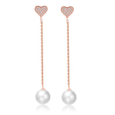 China New style classic modern long chain jewelry fashion exaggerated double love chain stud heart earrings for sale