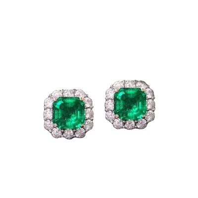 China Romantic Drop Shipping 2021 New Emerald Retro Square Earrings Small INS Hot-selling Earrings for sale