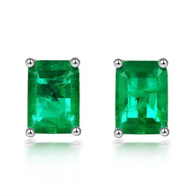 China Hot-selling Silver Romantic Emerald Earrings Artificial ISS S925 for sale