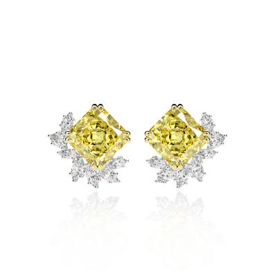 China S925 Sterling Silver Flower Square Earrings Girls All-match Gift Romantic Zircon Earrings 10*10mm for sale