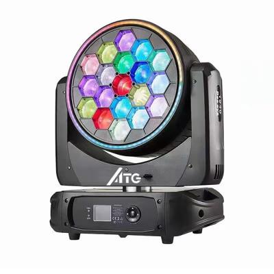 China Theme Park Moving Head Beam Lights 19x40w Rgbw 4in1 Big Bee Eyes Product On Zoom Wash Beam Stage Light for sale