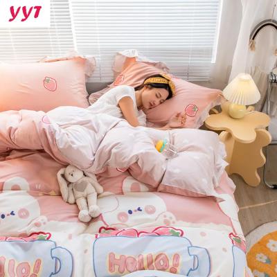 China PORTABLE home textile duvet cover pillowcase bed sheet bedding sets with single twin doubles lace cover for sale