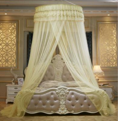 China Folded Double Bed Mosquito Net Hanging Bed Round Yellow Pink Canopy Dome Mosquito Net Hot Selling Products 3 Buyers for sale