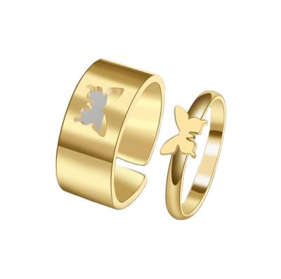 China FASHIONABLE Men's Adjustable Romantic Hollow Ladies Lover Set Butterfly Ring Fashion Animal Wedding Couple Rings Adjustable Butterfly for sale