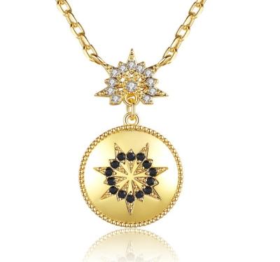 China Love Gift Fashion Christmas Jewelry Necklace Pure Silver Sunshine 18k Gold Plated 925 Sterling Silver Pendant Necklace for sale