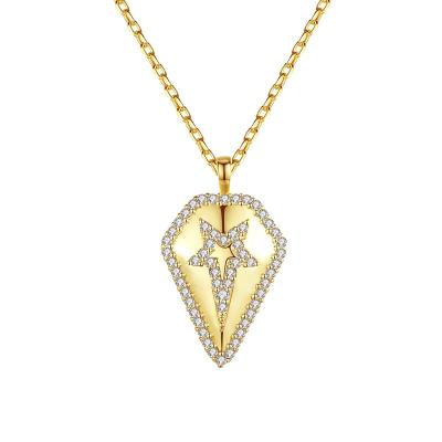 China Love Gift Jewelry Custom Delicate Tasty Square Pendant Necklace Gold Plated Necklace 925 Sterling Silver For Women for sale