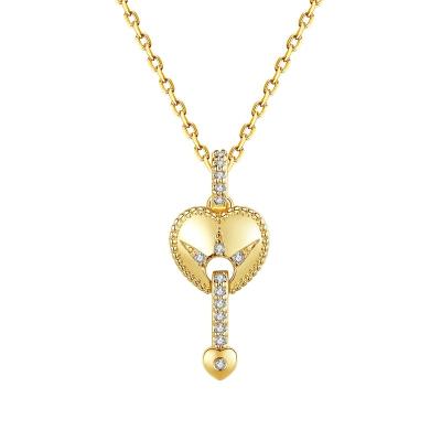 China Custom Love Gift Fashion 18k Gold Plated 925 Silver Heart Jewelry Heart Necklace 925 Silver Necklace For Women for sale