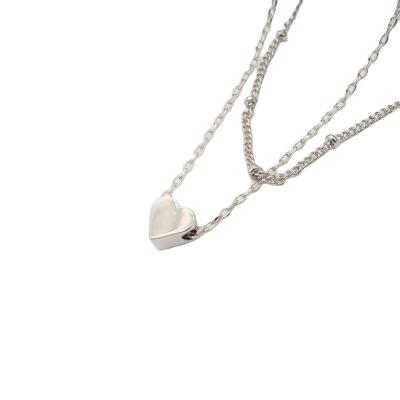 China FASHIONABLE Daimi Original Designs Highly Polished And Dangling Layered Rhodium Heart Necklace Chains for sale