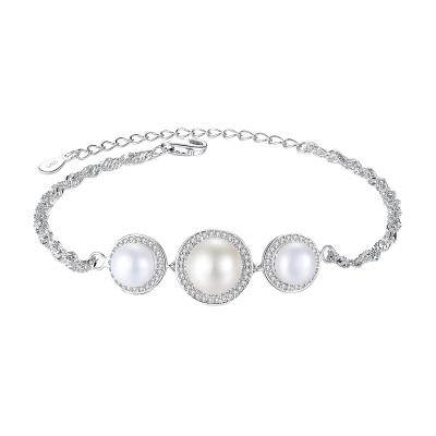 China True Love Gift Freshwater Pearl Bracelet Engagement High Quality 925 Sterling Silver Pearl Cuff Bracelet For Women for sale