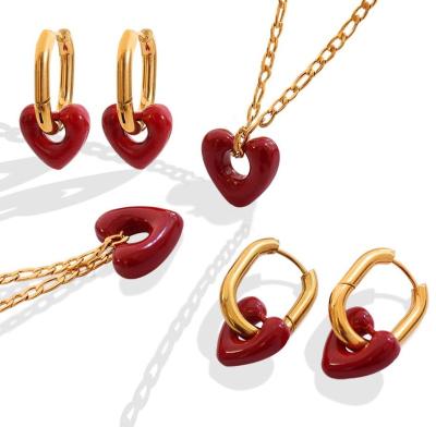 China Casual 18K/Sporty Gold Plated Jewelry Non Tarnish Stainless Steel Earrings Heart Necklaces And Earrings Stainless Steel for sale