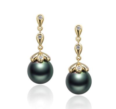 China Fashion jewelry fashion jewelry tahitian long earrings custom made lead free nickel free pearl cubic zirconia 14k gold pearl earrings for women for sale