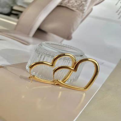 China Big Fashion Jewelry Heart Jewelry Hoop Bridal Lead Free Nickel Free 18k Gold Filled Earring Hoops For Women for sale