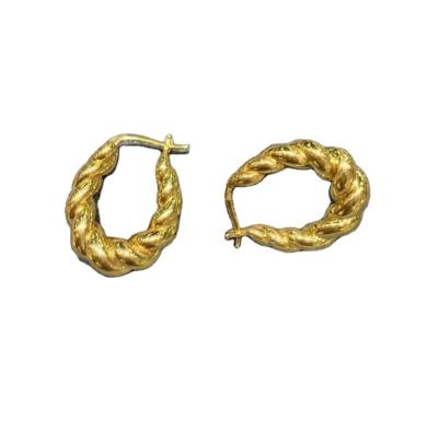 China Wholesale Fine Solid Gold Hoop Earrings Lead Free Nickel Free Jewelry Ins Small Fashion Textured 18k Gold Hoops Earrings for sale