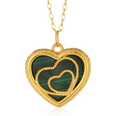 China TRENDARY Fashion 18k Gold Jewelry Necklace Malachite Heart Solid Necklace 18k Solid Gold For Women for sale