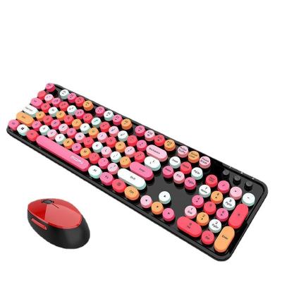 China Wireless 104 Keys Punk Colorful Women's Keyboard+mouse combo office mute Keyboards 2.4G wireless Keyboards+mouse for Wins for sale