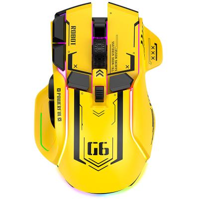 China RGB game mouse RGB game mouse optical 2.4G wireless+Bluetooth+wired gaming mouse DPI 4000 high precision 5-speed adjustable rechargeable mouse for sale