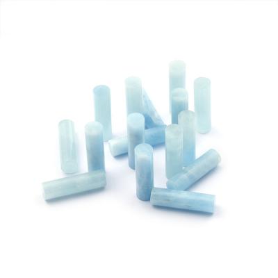 China Natural Blue Green Polishing Gemstone Wholesale Cylinder loose designer cut jewelry making delivery for sale