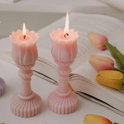 China Customizable Birthdays Ins. Tulip Flower Shaped Soy Wax Customizable Hot Sale Scented Art Decor Candle for sale