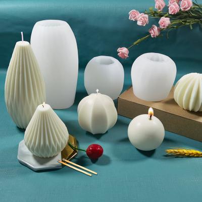 China Sustainable Handmade Geometric Lines Striped Conical Pear Shaped Candle Silicone Mold for sale