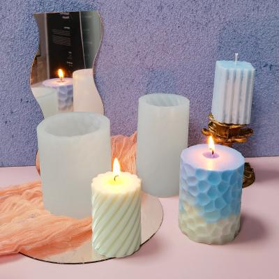 China Viable Handmade DIY 3D Silicone Spiral Cylinder Pillar Candle Making Mold for sale