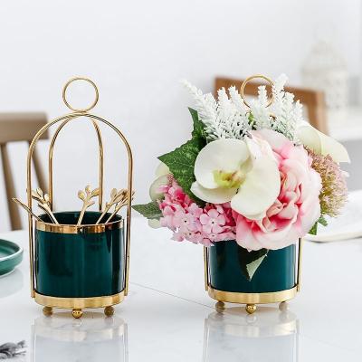 China Nordic Flower Arrangement Ins Round Canisters Fashion Decor Storage Container Set For Home Decoration for sale