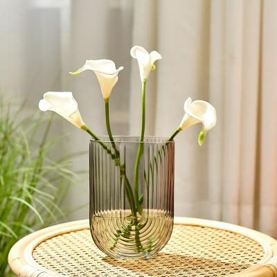 China Art Decor Wholesale Nordic Gray U Shaped Clear Flower Glass Vase for sale