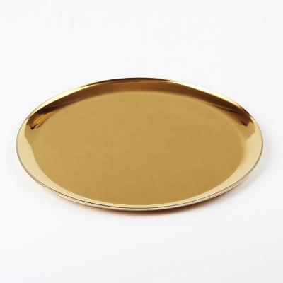 China Wedding Cake Cupcake Sustainable Fruit Plate Wedding Stainless Steel Metal Tray Decorative Plate for sale