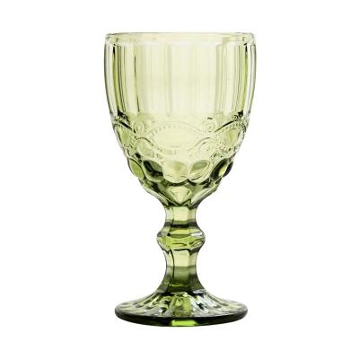 China Eu Style Relief Retro Luxury Clear Green Glass Mug Tumbler for sale