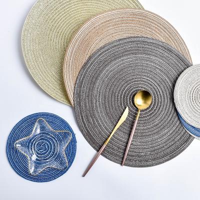 China Sustainable Nordic Creative Round Handmade Ramie Coaster Heat Protection for sale