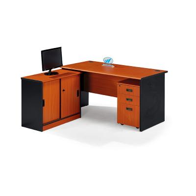 China Whole sale classic wood L shape desk panel convertible factory fireproof desk with movable drawer and side table manager desk for sale