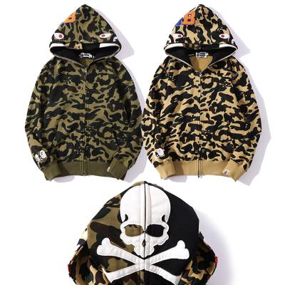 China 2021Wholesale Anti-wrinkle source factory jacket skull camouflage hoodie slippers zipper bathing monkey shark tank top fashion for men for sale