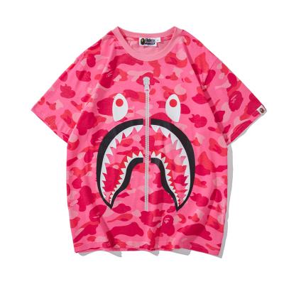 China best quality BAPE shark T-shirts aape WGM Anti-wrinkle bathing pink monkey bape shark stings T-shirt men women T-shirts for sale