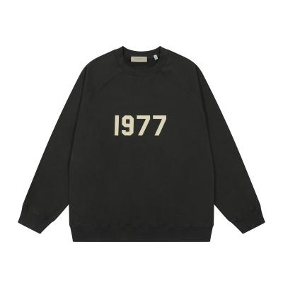 China 1977 unisex flock of high quality Anti-wrinkle T-shirts printing high street cotton printed small loose turtle neck basics sweatershirt men for sale